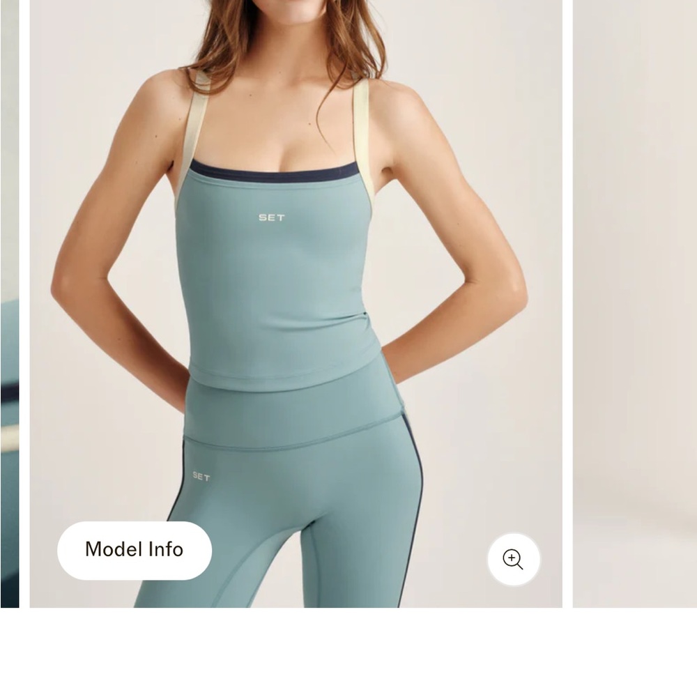 SET Active Sage Green & Cream Strappy Crop Top and High-Rise Leggings
